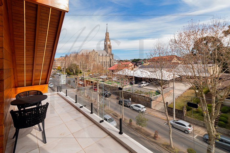 Cobertura maravilhosa, com vista para Catedral
